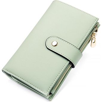 Women's RFID-Blocking Wallet with 10 Card Slots, ID Window, Coin Pocket, Passport Compartment