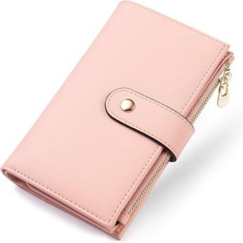 Women's RFID-Blocking Wallet with 10 Card Slots, ID Window, Coin Pocket, Passport Compartment