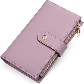 Women's RFID-Blocking Wallet with 10 Card Slots, ID Window, Coin Pocket, Passport Compartment
