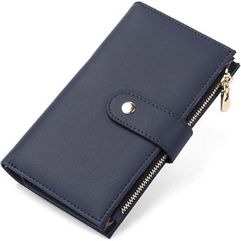 Women's RFID-Blocking Wallet with 10 Card Slots, ID Window, Coin Pocket, Passport Compartment
