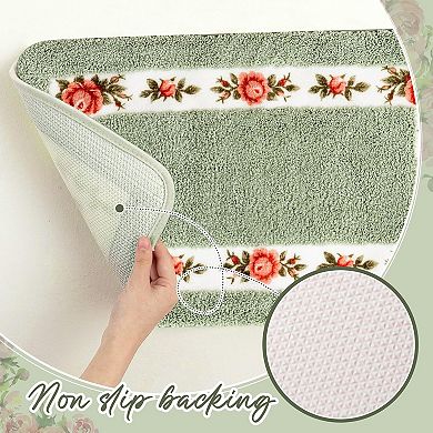 3 Pcs Rose Flowers Bathroom Rugs Set Coquette Room Decor Floral Carpet