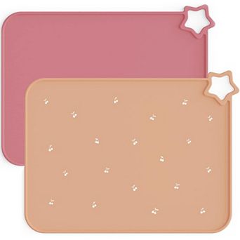 2 pc Silicone Placemats for Kid, Stain-Proof Non-Slip Toddler Food Mats Eating Table Mat