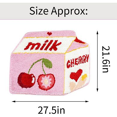 Fruit Cherry Bath Mat for Bathroom Cute Mats Non Slip Milk Cartoon Plush Shower Rug