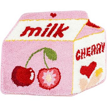 Fruit Cherry Bath Mat for Bathroom Cute Mats Non Slip Milk Cartoon Plush Shower Rug