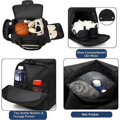 Waterproof Duffel Bag with Shoe & Wet Compartment, Multi-Use, 40L