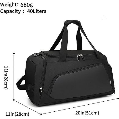 Waterproof Duffel Bag with Shoe & Wet Compartment, Multi-Use, 40L