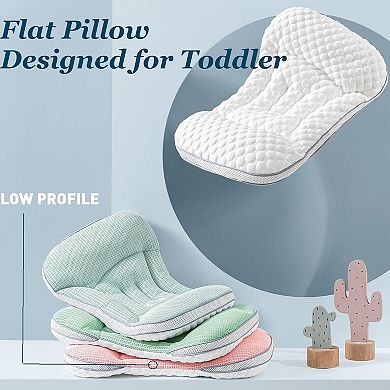 Toddler Pillow Ergonomic Design Dual Height Breathable Fabric Machine Washable
