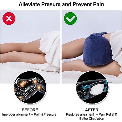 Memory Foam Knee Pillow for Side Sleepers - Sciatica, Back & Joint Pain Relief