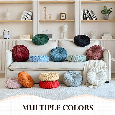 Round Velvet Pleated Pillow - Soft, Durable, Stylish