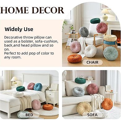 Round Velvet Pleated Pillow - Soft, Durable, Stylish