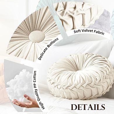 Round Velvet Pleated Pillow - Soft, Durable, Stylish