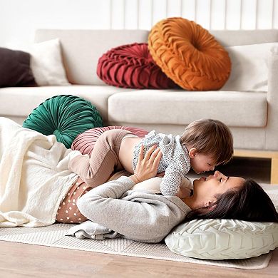 Round Velvet Pleated Pillow - Soft, Durable, Stylish