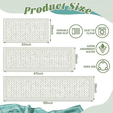 Boho Floral Kitchen Rugs Sets 3 Pcs Christmas Kitchen Rugs Bathroom Carpets Winter Floor Mat