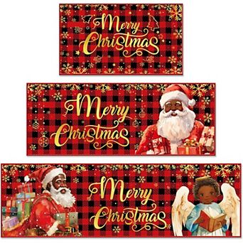 Boho Floral Kitchen Rugs Sets 3 pc Christmas Kitchen Rugs Bathroom Carpets Winter Floor Mat