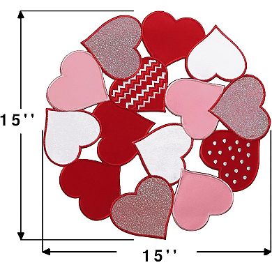 4-Piece Round Valentine's Day Embroidered Heart Placemats