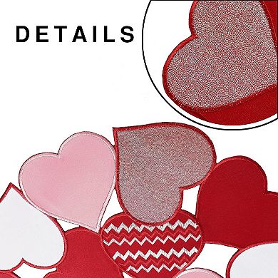 4-Piece Round Valentine's Day Embroidered Heart Placemats