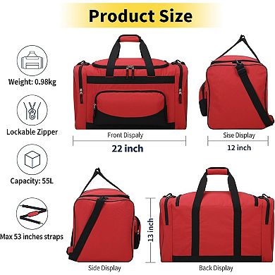 55L Duffle Bag - Multi-Pocket, 600D Polyester, Adjustable Strap, Outdoor & Fitness