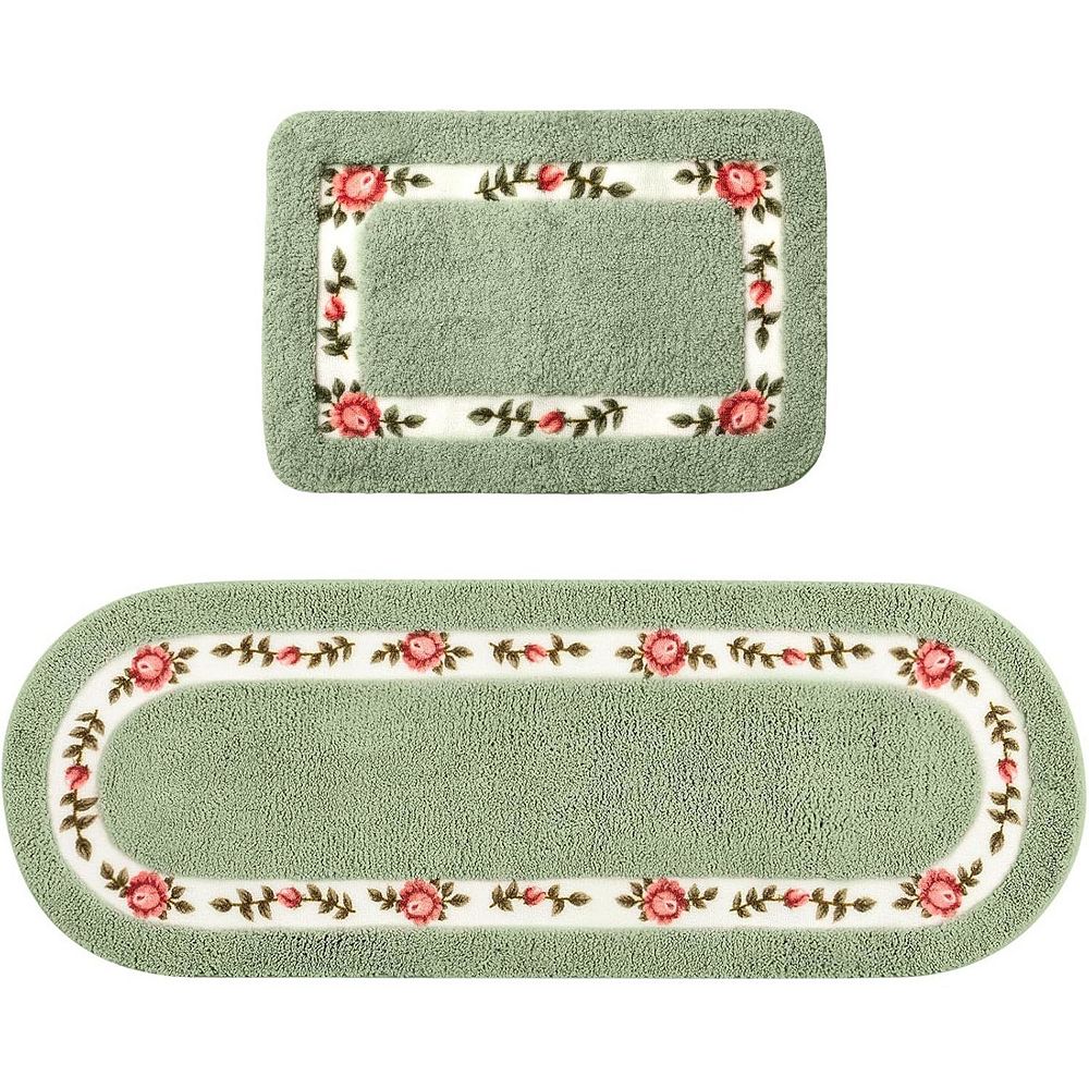 2 Pcs Rose Flowers Bathroom Rugs Set Coquette Room Decor Floral Rugs