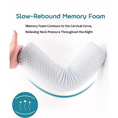 Memory Foam Neck Roll Pillow for Sleep and Pain Relief