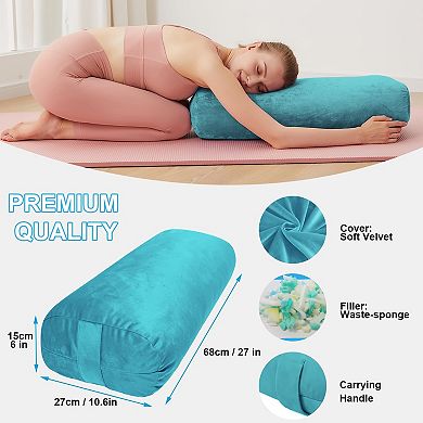 Yoga Bolster Pillow - Velvet Cover, Eco-Friendly Sponge Fill, Multi-Use