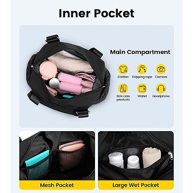 Small Lightweight Gym Duffel Bag with Wet Pocket for Fitness