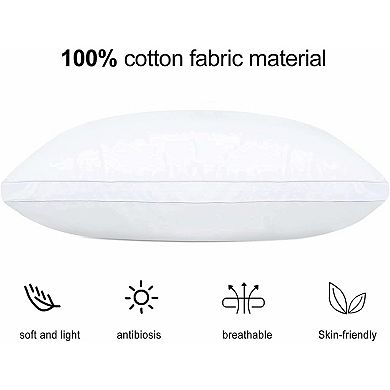 Soft Fluffy Down Alternative Pillow, Great Support, 100% Cotton Cover, Easy Care
