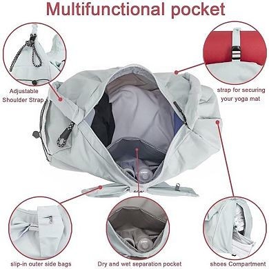 Yoga Mat & Gym Bag with Shoe Compartment, Wet Pocket, Adjustable Straps