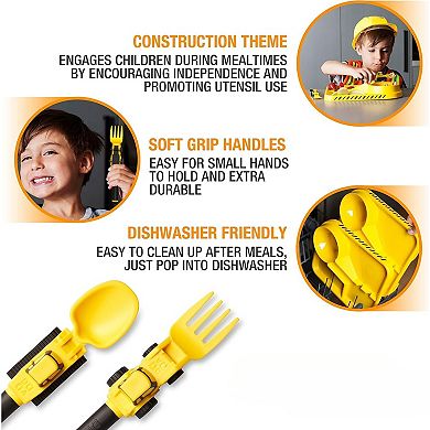Utensil Set for Kids, Toddler Utensils Yellow Construction Utensils For Toddlers