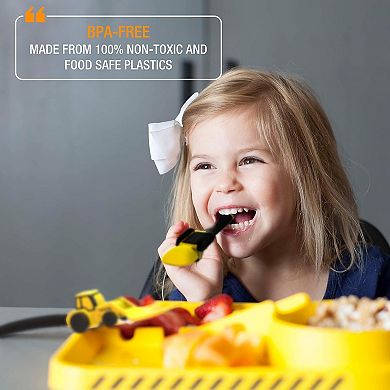 Utensil Set for Kids, Toddler Utensils Yellow Construction Utensils For Toddlers