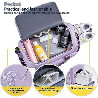 Women's Duffel Bag with Wet & Shoe Compartments, 37L, Travel & Gym