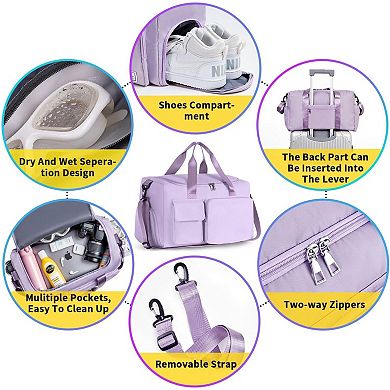 Women's Duffel Bag with Wet & Shoe Compartments, 37L, Travel & Gym