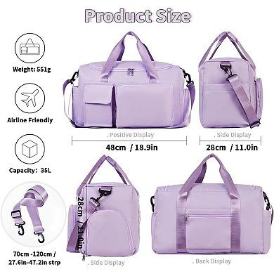 Women's Duffel Bag with Wet & Shoe Compartments, 37L, Travel & Gym