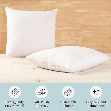 Soft Polycotton Pillow Inserts - 18x18" Pack of 2 for Home Decor