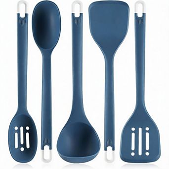 BPA Free Heat Resistant Silicone Kitchen Set - 5 Utensils for Baking & Cooking