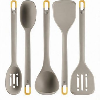 BPA Free Heat Resistant Silicone Kitchen Set - 5 Utensils for Baking & Cooking