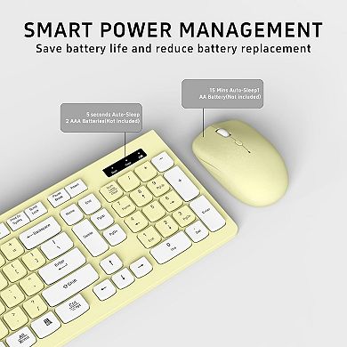 Wireless Keyboard and Mouse Combo, Full-Sized Wireless Keyboard and Adjustable DPI Mouse