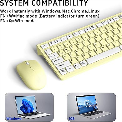 Wireless Keyboard and Mouse Combo, Full-Sized Wireless Keyboard and Adjustable DPI Mouse