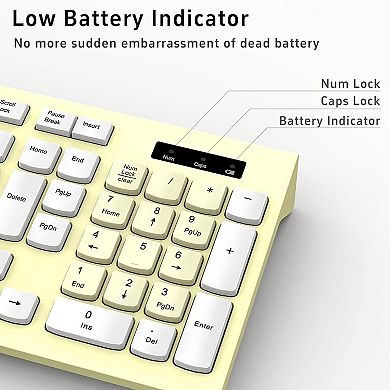 Wireless Keyboard and Mouse Combo, Full-Sized Wireless Keyboard and Adjustable DPI Mouse