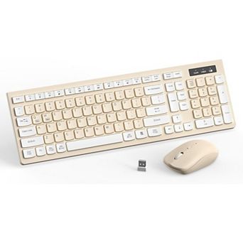 Wireless Keyboard and Mouse Combo, Full-Sized Wireless Keyboard and Adjustable DPI Mouse