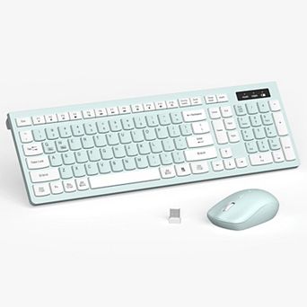 Wireless Keyboard and Mouse Combo, Full-Sized Wireless Keyboard and Adjustable DPI Mouse