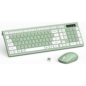 Wireless Keyboard and Mouse Combo, Full-Sized Wireless Keyboard and Adjustable DPI Mouse