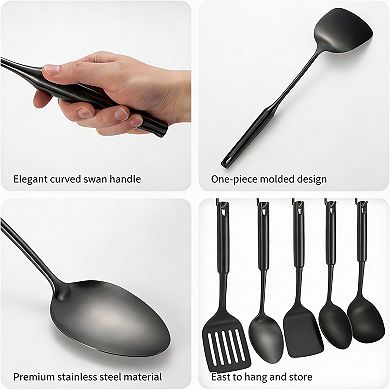 6-Piece Stainless Steel Kitchen Utensil Set with Ergonomic Handles