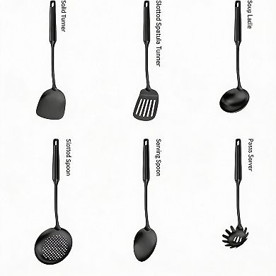 6-Piece Stainless Steel Kitchen Utensil Set with Ergonomic Handles