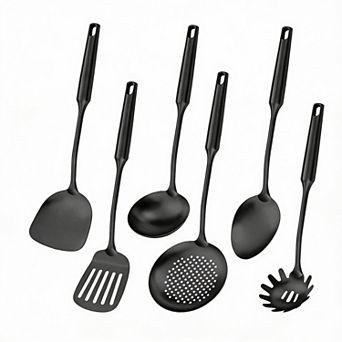6 pc Stainless Steel Kitchen Utensil Set with Ergonomic Handles