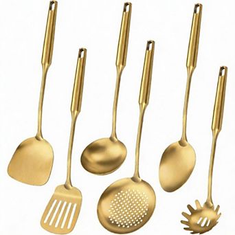 6 pc Stainless Steel Kitchen Utensil Set with Ergonomic Handles