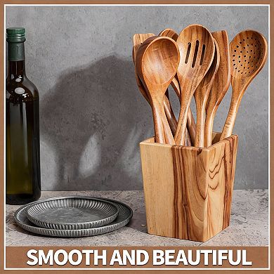 10P Premium Wood Kitchen Utensils Set with Holder