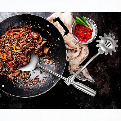 7-Piece Stainless Steel Kitchen Utensils Set with Heat-Resistant Wood Handles