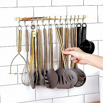 38-Piece Kitchen Utensils Set with Rack, Silicone & Stainless Steel, Dishwasher Safe