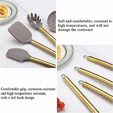 38-Piece Kitchen Utensils Set with Rack, Silicone & Stainless Steel, Dishwasher Safe