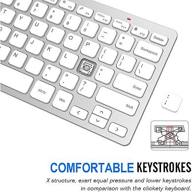2.4G Wireless Keyboard Ultra Slim and Compact Keyboard with Media Hotkeys for Computer Desktop